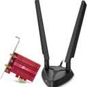 TP-Link WiFi 6E Intel AX210 AXE5400 PCIe WiFi Card for PC Archer TXE75E- Tri Band Wireless Adapter for Desktop PC w/Magnetic Base Dual Antenna, Bluetooth 5.3(USB Port), WPA3, MU-MIMO, OFDMA, 802.11ax