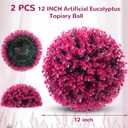 Hotop 2 Pcs 12 Inch Artificial Plant Topiary Ball 4 Layers Garden Spheres Boxwood Balls Artificial Topiaries Spheres Decorative Plants for Backyard, Balcony, Garden, Indoor Outdoor Decor(Rose Red)