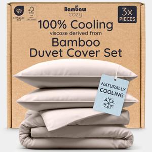 Bambaw 3pcs Set - 100% Viscose Derived from Bamboo Duvet Cover Queen Size Set, Duvet Cover Cooling for Hot Sleepers, Super Soft & Breathable, Oeko-TEX Standard 100 Certified, No Comforter (Sand)