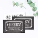 Hadley Designs 50 Rustic Chalk Drink Coupons for a Free at Weddings, Work Events or Party Bar, One Free Beer Wine Alcohol Soft Drink or Food Vouchers, Cheers Large Drinking Paper Raffle Cards