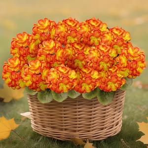 Fake Geraniums Artificial Fall Flowers for Outdoors Autumn Decoration, Look Real Faux Fall Flowers Plants for Front Door Porch Patio Yard Balcony, 8 Bundles