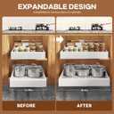 Seinloes 2Pack Expandable Pull Out Cabinet Organizer 21"Deep With Raising Pad for Framed Cabinets, Upgrade 3 Slide Rails Slide Out Drawers, Roll Out Shelves Adhesive,Adjustable Width 12.05"-20.4"White