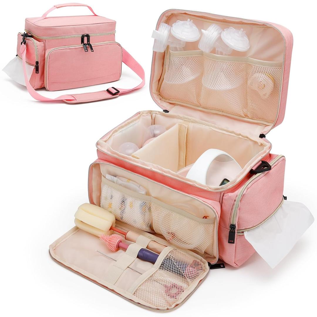 Breast Pump Bag Compatible with Spectra S1 and S2, Pumping Bag
Portable Pump Carrying Case with Waterproof Mat for Pump Accessories, Used for Work, Travel and Family, Pink