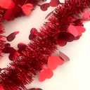 66 Ft Valentine's Day Tinsel Garland Shiny Thick Tinsel Valentines Decorations Metallic Twist Foil Red Heart Ornaments for Anniversary Wedding Parade Floats Holiday Indoor Outdoor Decor Supplies