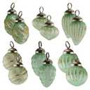 AuldHome Design Mercury Glass Finial Ornaments (Set of 12, Soda Glass, Small) Distressed Metal Antique Style Christmas Tree Decorations - 1.3 to 2-Inch Size