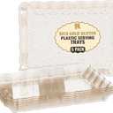 6 Pack Gold Glitter Plastic Serving Trays for Party, 9 x 13 Inch - Heavy Duty Plastic Gold Trays for Food - Rectangular Party Serving Platters