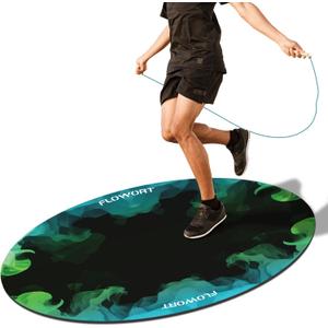 Cheete Jump Rope Mat Large Rubber Exercise Mat Indoor Outdoor Shock Absorbing Mat Non-Slip Oval Design for Floor & Rope Protection, Workout Mats for Home Gym Flooring