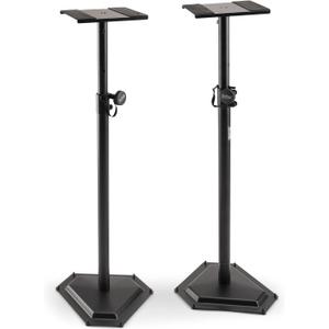 On-Stage SMS6600-P Hex-Base Monitor Stands Pair(Height-Adjustable Pedestal Studio Speaker Stands, Locking Pin, Hexagonal Base, Steel Construction, Nonslip Rubber Feet, Optional Floor Spikes, Black)