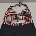 Zando Halter Bikini Set with Boyshort Push Up 2 Piece Swimsuit Bathing Suit for Women Pink Black Stripe,  US Size M