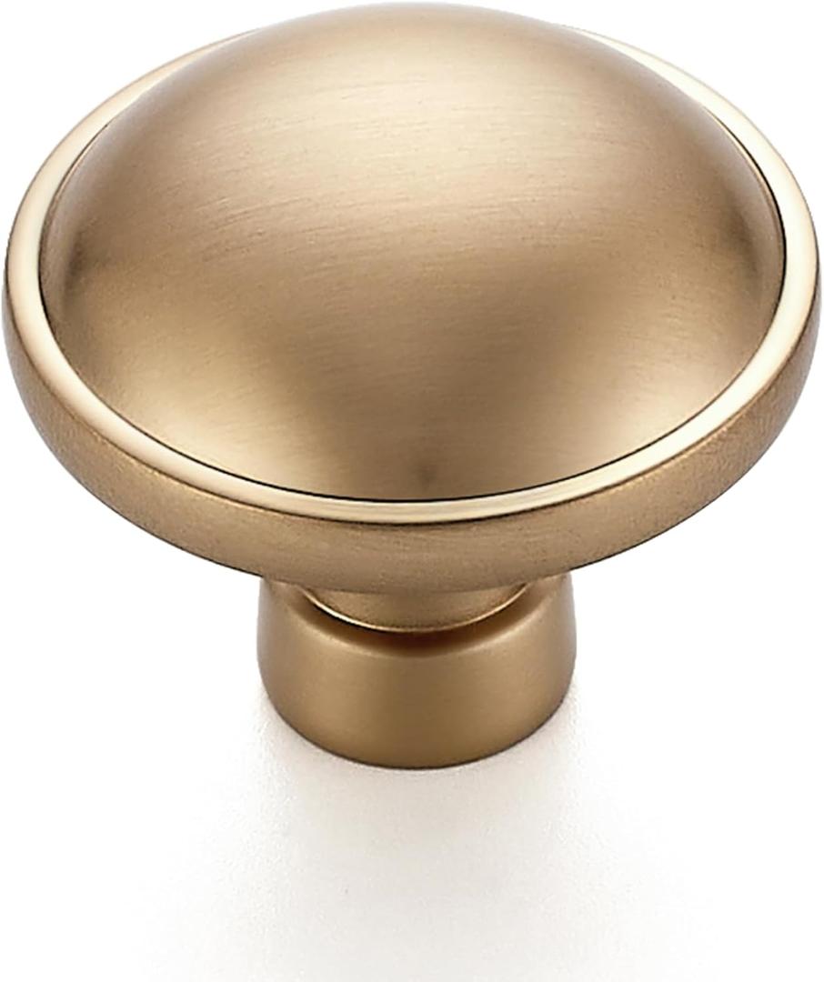 Ravinte 2 Pack 1-1/4 Inch Diameter Kitchen Cabinet Knobs Champagne Bronze Dresser Knobs Round Solid Cabinet Drawer Pulls for Kitchen Cupboard Hardware (Single Hole)