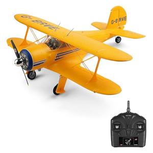 KUJOBUY A300 Beech D17S RC Airplane, 550mm Wingspan 2.4GHz 4CH 3D/6G System EPP Fixed Wing Biplane RTF for Beginners with Gyro Stabilization System (Yellow)