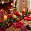 I00000 150Pcs Red Plastic Plates with Gold Rim,Fancy Plastic Plates,Red hammer patterned Disposable plates Set include 30 Dinner Plate,30 Dessert Plate,90 plastic Silverware Set for Valentine's Day