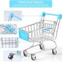 134pcs Mini Shopping Cart Basket Miniature Food Drink Bottle Supermarket Metal Handcart Toys Doll House Store Cosplay Game Dollhouse Grocery Fruit Cake Bread Party Trolley Model Dollar Bills