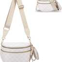 Checkered Crossbody Bum Bags for Women, Nylon Sling Bags with Shoulder Strap, Large Capacity Checkered Purse Bag