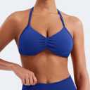 VOYJOY Impact Strappy Bra Sports Bras for Women Basic Crop Workout Sexy Tank Gym Yoga Bra (Blue, L)