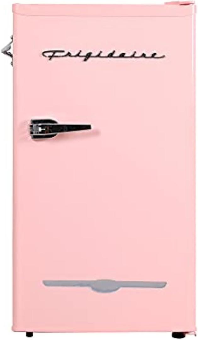 Frigidaire EFR376 Retro Bar Fridge Refrigerator with Side Bottle Opener, 3.2 cu. Ft, Pink/Coral
