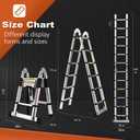 Telescoping Ladder A Frame, 12.5 Ft Compact Aluminum Extension Ladder, Portable Telescopic RV Ladder for Outdoor Camper Trips Motorhome with Tool Platform and Stabilizer Bar, 330 lb Capacity