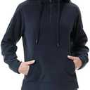 GIMECEN Women's Polar Fleece Hoodies Quarter Zip Sweatshirt Long Sleeve Sweaters Casual Pullover Jacket with Pocket Dark Blue M