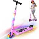 LIEAGLE Electric Scooter for Kids Ages 6-12, LED Light-Up Deck, Kids Scooters with 3 Adjustment Levels Handlebar to 36 Inches High,5.3" Wheel UL Certificated Kick Scooter (Pink)