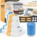 Vacuum Storage Bags with Electric Pump, 22 Pack (3 Jumbo/3 Large/8 Medium/8 Small) Vacuum Seal Space Saver Bags for Clothing, Pillows, Blanket, Bedding, Comforters (22 Combo-E)