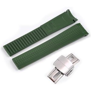 21mm Watch band Suitable for Patek Philippe Aquanaut 5164A 5167A Replacement PP Curved Lug End Rubber Strap (Green)