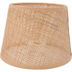 Rattan Woven Lampshade Retro Hand Crafted Lamp Shade for Table Lamp, Pendant, E27 E14 Holders, 6.5x8.7x6.1 inches