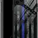 DJSOK Compatible with iPhone 12/12P Case Design Pattern Back Bumper Anti Scratch Reinforced Corners Soft TPU Caver, Cases for Men Women-American Police Flag