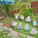 8 Pcs Easter Yard Decorations Outdoor,Easter Egg Decorations for Outside,Bunny Yard Sign with Stakes,Easters Party decor,Outdoor lawn decor Egg and bunny