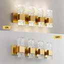 Epinl Gold Bathroom Vanity Light Fixtures - Brushed Gold Vanity Light Bathroom Lighting Fixtures Over Mirror 40W Dimmable Crystal Wall Sconces 4 Light LED Modern Bathrooms Lights 4000K