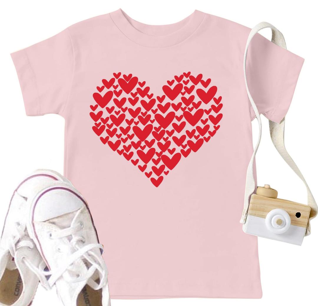Toddler Valentine's Day Shirts Boys Girls Love Heart Graphic T-Shirt Valentine Short Sleeve Tee Tops