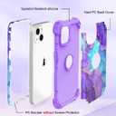 Hocase for iPhone 15 Plus Case, Heavy Duty Shockproof Protection Soft Silicone Rubber Bumper+Hard Plastic Hybrid Protective Case for iPhone 15 Plus 6.7" 2023 - When Purple Meets Blue