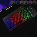 Ultra-Slim Lightweight Bluetooth Keyboard and Mouse Portable Mini Wireless Keyboard Rechargeable 7-Color Backlit for Apple iPad iPhone,Tablet iPhone Smartphone iOS Android Windows,Black