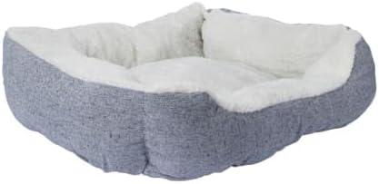 Denim Cuddler Pet Bed, 17.5 x 19.5 inches, Grey and White