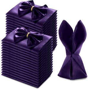 MILVOWOC 72 Pack Square Purple Satin Napkins 20 x 20 Inch Soft Silk Dinner Napkins Smooth Decorative Table Napkins, Washable & Reusable Cloth Napkins for Weddings Dinner Restaurant Party Decoration