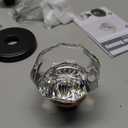 2 Pc CLCTK Glass Door Knobs Interior with Lock, Octagon Crystal Privacy Round Matte Black Door Knobs for Bedroom Bathroom