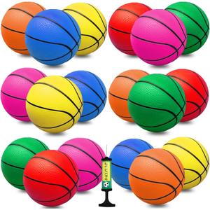 Oleitodh 18Pcs 5" Mini Basketball Balls Bulk Small Basketballs Set, PVC Small Basketball for Over The Door Hoop Games Party Favors Indoor Outdoor Play Adults Kids Pool Beach Colorful