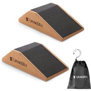 UNMERA Squat Wedge Block 2PCS Non Slip Professional Ramp, Platform for Heel Elevated Squats and Calf Raises (Standard-Wood Color)