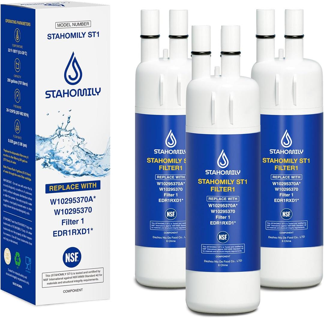 EDR1RXD1 Water Filter Replacement for Whirlpool, Everydrop Filter 1, W10295370a, WHR1RXD1, KAD1RXD1, Compatible with Kenmore 46-9930, 46-9081, 3 Pack