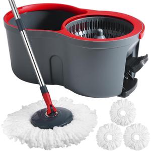 360 Spin Mop and Bucket Set Cleaning System,Mop and Bucket with Wringer Set for Home,Wet Dust Mop for Floor Cleaning with 4 Mop Heads