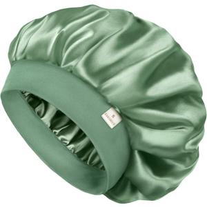 YANIBEST Silk Bonnet for Men Women Hair Bonnet for Sleeping Double Layer Satin Bonnet for Natural Curly Hair Unisex Sleep Cap (Green)