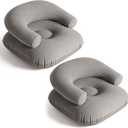 Inflatable Lounge Chair Deck Chair Lazy Sofa, Blow Up, Folding, Portable Couch for Home, Office Balcony, Floor Seating(Dark Grey,2 Pcs)