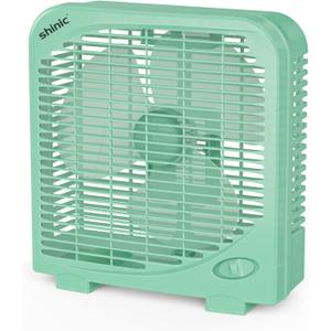 shinic 10" Tabletop Box Fan for Bedroom, 2 Speeds, Quiet Table Fan with Strong Airflow, Energy Efficient Small Box Fan, Portable Kitchen Exhaust Fan for Bedroom Bathroom Office Dorm Workshop, Green