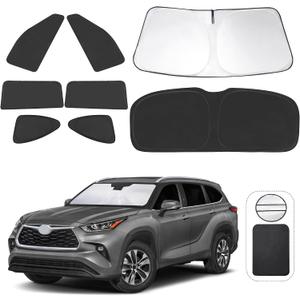 TINGLU Window Shades 8PCS for Toyota Highlander 2020-2026 Accessories Car Side Full Windows Rear Triangular Windshield Sun Shade Sun UV Rays & Privacy Protection for Camping,Napping,and Relaxing