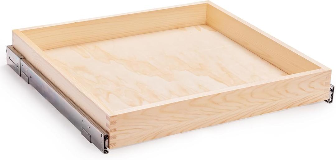 32''W x 21''D x 3''H Pull Out Cabinet Drawer Soft Close Slide Out Wood Organizer for Kitchen, Finished, Bottom and Side Assembly (Wood Drawer Part Width is 31inch)