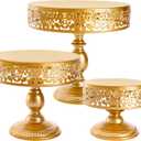 Jucoan 3 Pack Gold Metal Cake Stand Set, 8/10/12 Inch Round Cake Stand, Cupcake Display Stand, Dessert Table Display Stand for Wedding Baby Shower Birthday Christmas New Year Party Dessert Table