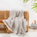 Ultra Soft Cozy Sherpa Throw Blanket, Light Weight Warm Decorative Throw Blanket with Tassel, 2 Tones Ombre Light Brown Pattern Reversible Boho Style Blanket for Sofa, Couch, Bedroom,Travel, 60x80
