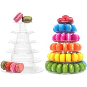 6 Tiers Round Macaron Tower Stand Plastic Transparent Cake Stand Macaron Display Rack Desserts Cupcake Holder Platter for Baby Shower, Birthday Party, Wedding, Party Decor