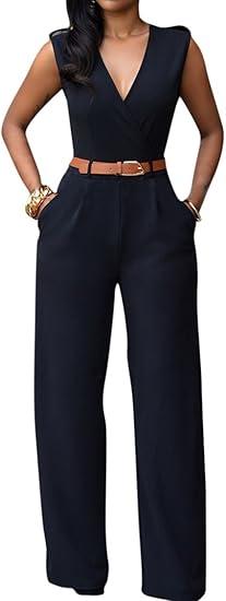 Pink Queen Jumpsuits for Women Dressy V Neck Sleeveless Wide Leg Long Pants Rompers XL Pink Queen Jumpsuits for Women Dressy V Neck Sleeveless Wide Leg Long Pants Rompers XL