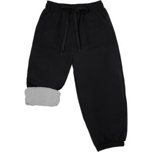 Gihuo Kids Snow Pants Fleece Lined Waterproof Rain Ski Hiking Pants for Toddlers Boys Girls (4T, Black)