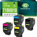 GREENBOX Remanufactured 71B10 71B0010 Toner Cartridge Replacement for Lexmark 71B0010 71B10K0 71B10C0 71B10M0 71B10Y0 for CS317 CS417 CS317dn CX317dn CS417dn CX417de Printers, 4 Packs, High-Yield
